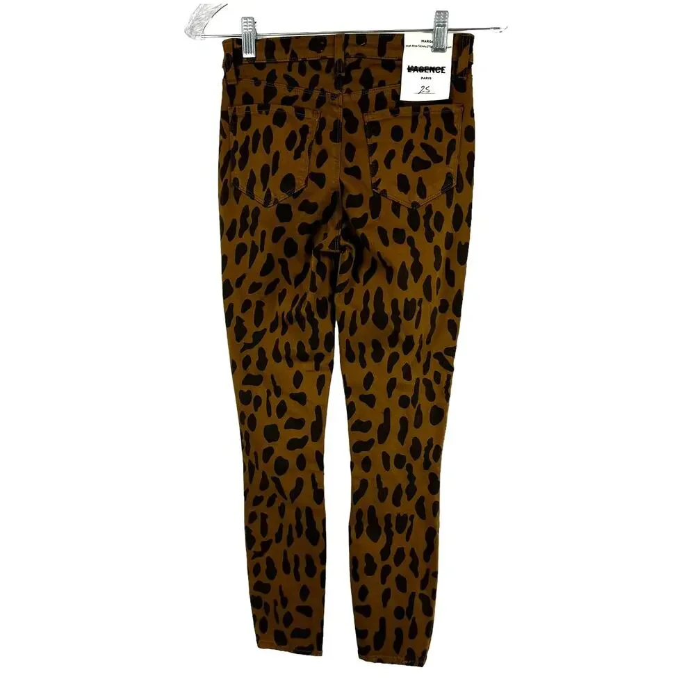 L'AGENCE NWT Margot High Rise Skinny Cropped Jeans Leopard Print Size 25 - Picture 4 of 11